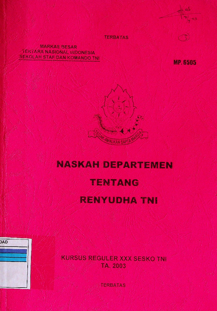 NASKAH DEPARTEMEN TENTANG RENYUDHA TNI